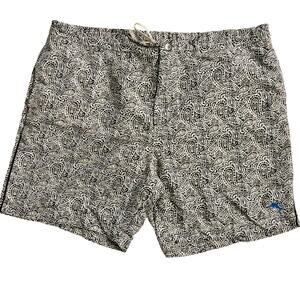 Tommy Bahama Relax Swim Shorts Mens XXL White Paisley Drawstring Pockets